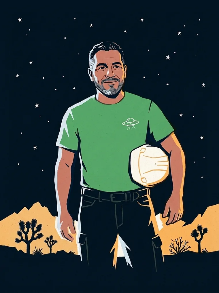 Retrato ilustrado que representa a Juan Enrique Flores Salazar